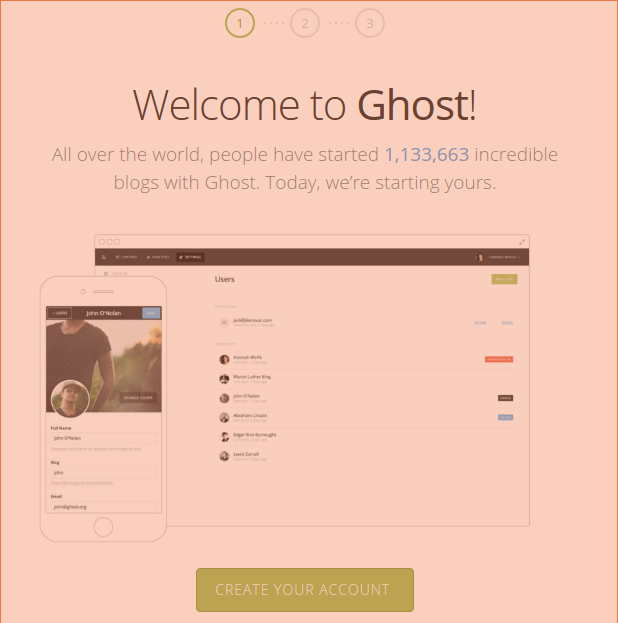 Ghost welcome page